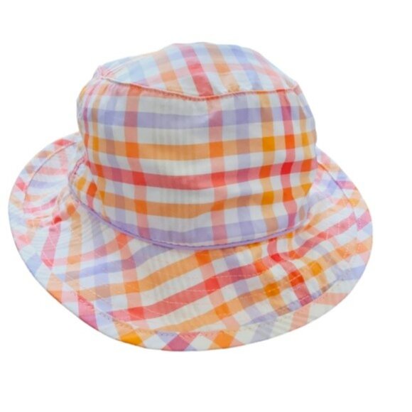 Columbia Women's Outdoor Bucket Hat Size Small Medium Plaid Orange White Summer - Picture 1 of 14